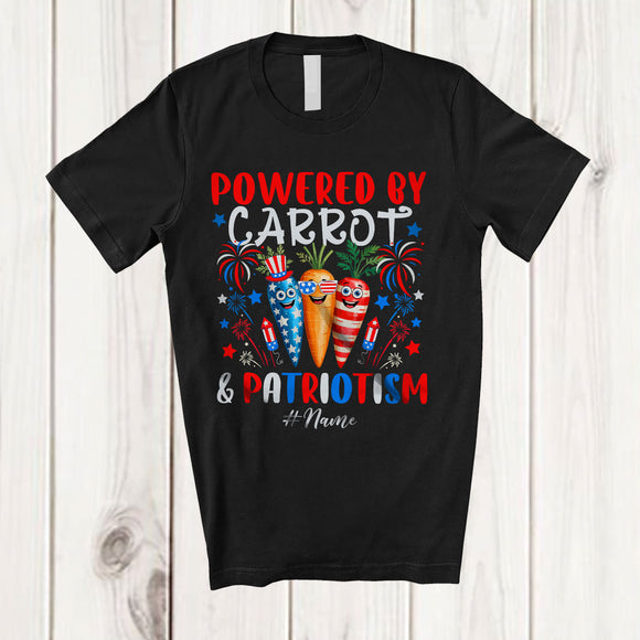 MacnyStore - Personalized Custom Name Powered by Carrot And Patriotism; Lovely 4th Of July Patriotic T-Shirt