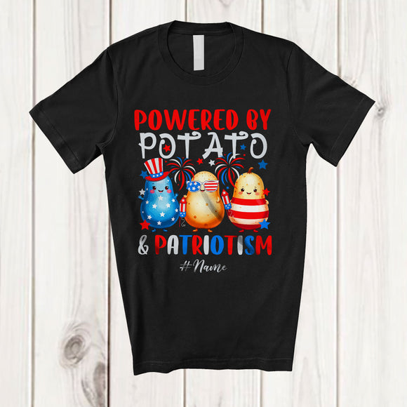 MacnyStore - Personalized Custom Name Powered by Potato And Patriotism; Lovely 4th Of July Patriotic T-Shirt