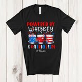 MacnyStore - Personalized Custom Name Powered by Whiskey And Patriotism; Lovely 4th Of July Patriotic T-Shirt