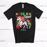 MacnyStore - Personalized Custom Name Pre-K Squad; Lovely First Day Of School Student Teacher Unicorn T-Shirt