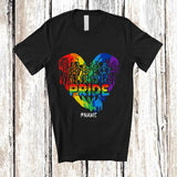 MacnyStore - Personalized Custom Name Pride; Amusing LGBTQ Pride Skeleton Rainbow Heart Shape T-Shirt