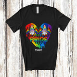 MacnyStore - Personalized Custom Name Pride; Amusing LGBTQ Pride Two Gnomes Rainbow Heart Shape T-Shirt