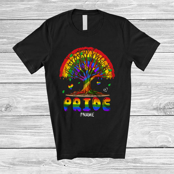 MacnyStore - Personalized Custom Name Pride; Awesome LGBTQ Pride Colorful Rainbow Tree; Gay LGBT Month T-Shirt