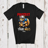 MacnyStore - Personalized Custom Name Protect Your Nuts; Humorous Squirrel Animal Lover Baseball Catcher T-Shirt