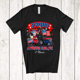 MacnyStore - Personalized Custom Name Proud Patriotic; Lovely 4th Of July Goat On Tractor; Farmer Farm T-Shirt