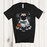 MacnyStore - Personalized Custom Name Pug Boo Ghost Cosplay; Lovely Halloween Pug Sunglasses; Family T-Shirt