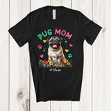 MacnyStore - Personalized Custom Name Pug Mom; Amusing Mother's Day Flowers Paws; Family T-Shirt