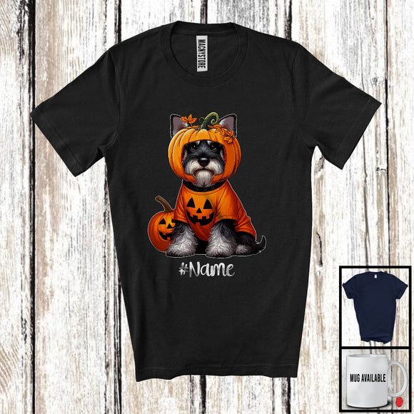 MacnyStore - Personalized Custom Name Pumpkin Schnauzer; Humorous Halloween Family Group T-Shirt