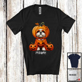 MacnyStore - Personalized Custom Name Pumpkin Shih Tzu; Humorous Halloween Costume Family T-Shirt