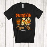 MacnyStore - Personalized Custom Name Pumpkin Spice Life; Humorous Thanksgiving Goat Fall Leaf; Farm Farmer T-Shirt