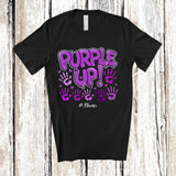 MacnyStore - Personalized Custom Name Purple Up; Amazing Military Child Month Hands Hearts; Patriotic T-Shirt