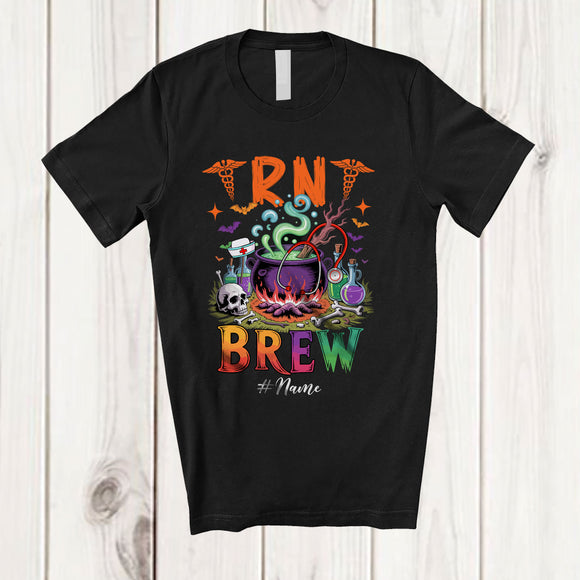 MacnyStore - Personalized Custom Name RN Brew; Scary Halloween Witch Crew; Nursing Nurse Team T-Shirt