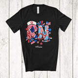 MacnyStore - Personalized Custom Name RN; Fantastic 4th Of July American Flag; Nurse Patriotic T-Shirt