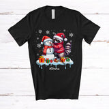 MacnyStore - Personalized Custom Name Raccoon Build Snowman; Lovely Snow Santa Raccoon; Family T-Shirt
