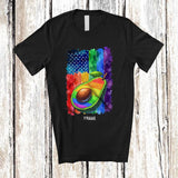 MacnyStore - Personalized Custom Name Rainbow American Flag Avocado; Colorful LGBTQ 4th of July Patriotic T-Shirt