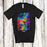 MacnyStore - Personalized Custom Name Rainbow American Flag Wildflowers; Colorful LGBTQ 4th of July Patriotic T-Shirt