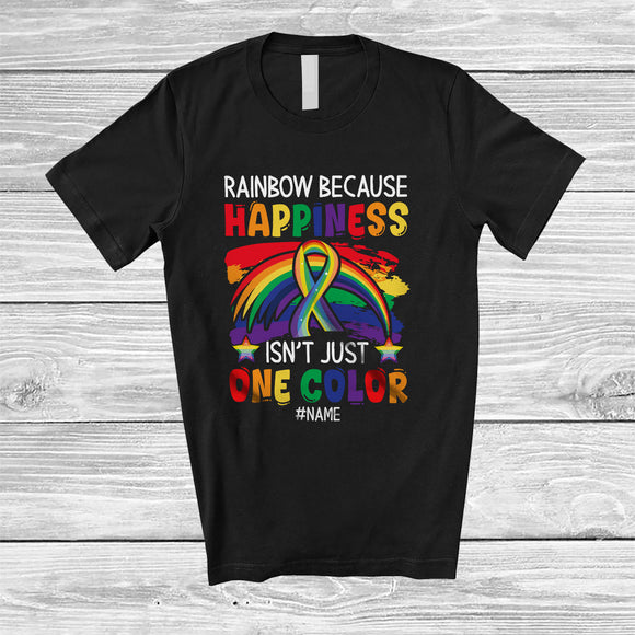 MacnyStore - Personalized Custom Name Rainbow Happiness Isn't Just One Color; Lovely LGBTQ Gay Ribbon T-Shirt
