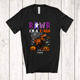 MacnyStore - Personalized Custom Name Rawr I'm A T-Rex; Scary Halloween T-Rex Boo Ghost Pumpkin; Family T-Shirt