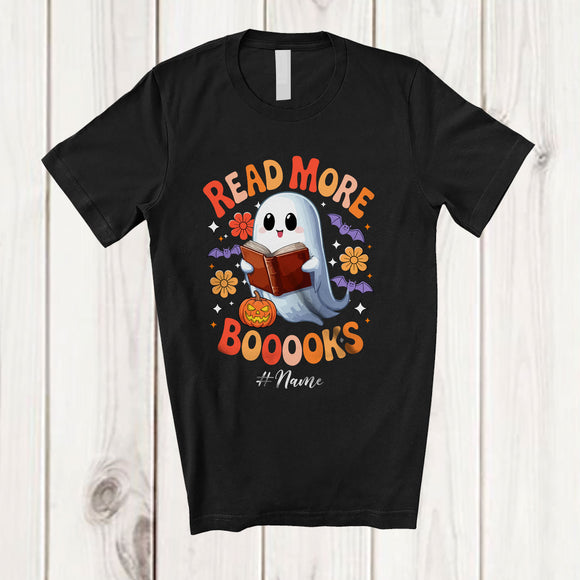 MacnyStore - Personalized Custom Name Read More Boooooks; Lovely Halloween Ghost Books; Librarian Teacher T-Shirt