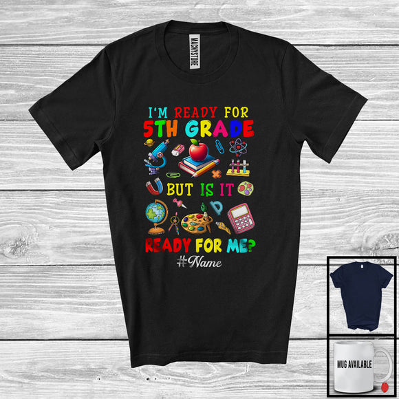 MacnyStore - Personalized Custom Name Ready For 5th Grade, Colorful Last Day Of School Things, Students T-Shirt