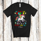 MacnyStore - Personalized Custom Name Ready For Pre-K; Amusing First Day Of School Pencil Riding Unicorn T-Shirt