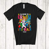 MacnyStore - Personalized Custom Name Ready To Crush 5th Grade; Lovely Back To School Unicorn Teacher T-Shirt