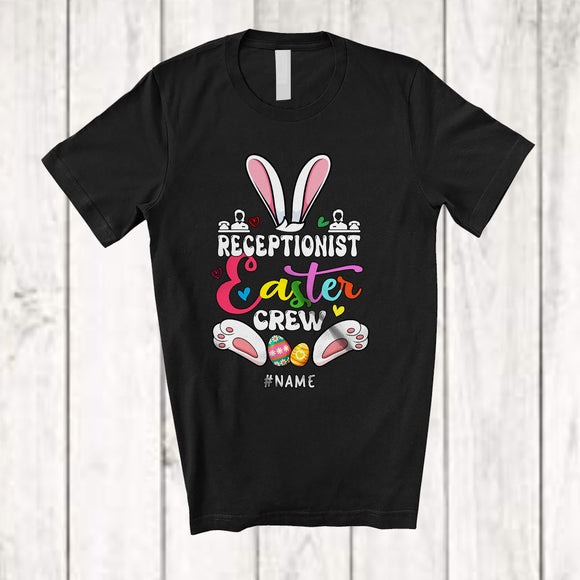 MacnyStore - Personalized Custom Name Receptionist Easter Crew; Adorable Easter Bunny Ears; Family T-Shirt