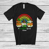MacnyStore - Personalized Custom Name Receptionist Squad; Joyful St. Patrick's Day Three Gnomes; Rainbow T-Shirt