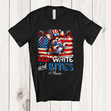 MacnyStore - Personalized Custom Name Red White And Bites; Lovely 4th Of July US Flag Corgi Owner; Patriotic T-Shirt