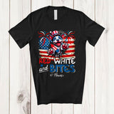 MacnyStore - Personalized Custom Name Red White And Bites; Lovely 4th Of July US Flag Pit Bull Owner; Patriotic T-Shirt