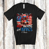 MacnyStore - Personalized Custom Name Red White And Bites; Proud 4th Of July Burmese Cat; Patriotic T-Shirt