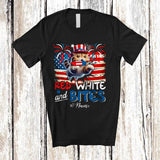 MacnyStore - Personalized Custom Name Red White And Bites; Proud 4th Of July Exotic Shorthair Cat; Patriotic T-Shirt