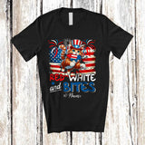 MacnyStore - Personalized Custom Name Red White And Bites; Proud 4th Of July Maine Coon Cat; Patriotic T-Shirt