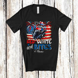 MacnyStore - Personalized Custom Name Red White And Bites; Proud 4th Of July Russian Blue Cat; Patriotic T-Shirt