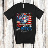 MacnyStore - Personalized Custom Name Red White And Bites; Proud 4th Of July Scottish Fold Cat; Patriotic T-Shirt