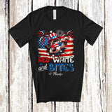 MacnyStore - Personalized Custom Name Red White And Bites; Proud 4th Of July Siamese Cat; Patriotic T-Shirt