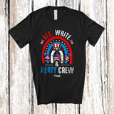 MacnyStore - Personalized Custom Name Red White And Blue Party Crew; Amusing 4th Of July US Flag Rainbow T-Shirt
