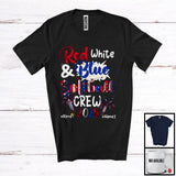 MacnyStore - Personalized Custom Name Red White And Softball Crew 2025, Proud 4th of July Patriotic Group T-Shirt