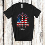 MacnyStore - Personalized Custom Name Red White Blue Airplane; Proud 4th Of July US Flag Patriotic Pilot T-Shirt