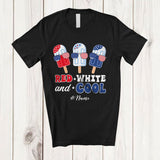 MacnyStore - Personalized Custom Name Red White Cool; Joyful 4th of July US Flag Three Ice Cream; Patriotic T-Shirt
