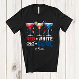 MacnyStore - Personalized Custom Name Red White Cool; Joyful 4th of July US Flag Three Margarita Glasses; Patriotic T-Shirt
