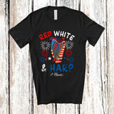 MacnyStore - Personalized Custom Name Red White & Harp; Joyful 4th of July American Flag Patriotic T-Shirt
