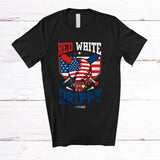 MacnyStore - Personalized Custom Name Red White and Drippy; Joyful 4th Of July Baseball Ice Cream T-Shirt