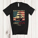 MacnyStore - Personalized Custom Name Rejecting Kings Since 1776; Amazing 4th Of July Sailboat; Patriotic T-Shirt
