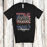 MacnyStore - Personalized Custom Name Remember Honor; Proud 4th Of July US Flag Veterans Memorial Day T-Shirt