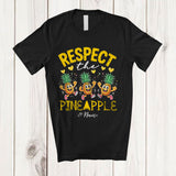 MacnyStore - Personalized Custom Name Respect The Pineapple; Sarcastic Three Pineapples Vegan Vegetable T-Shirt
