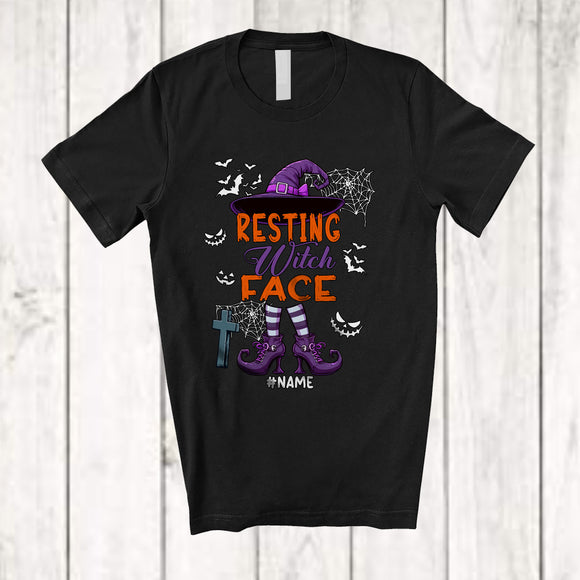 MacnyStore - Personalized Custom Name Resting Witch Face; Sarcastic Halloween Witch Squad; Family Group T-Shirt