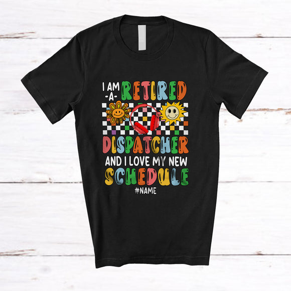 MacnyStore - Personalized Custom Name Retired Dispatcher Love New Schedule; Joyful Mother's Day Retirement T-Shirt