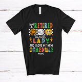 MacnyStore - Personalized Custom Name Retired Lunch Lady Love New Schedule; Joyful Mother's Day Retirement T-Shirt