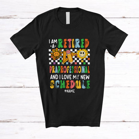 MacnyStore - Personalized Custom Name Retired Paraprofessional New Schedule; Joyful Mother's Day Retirement T-Shirt